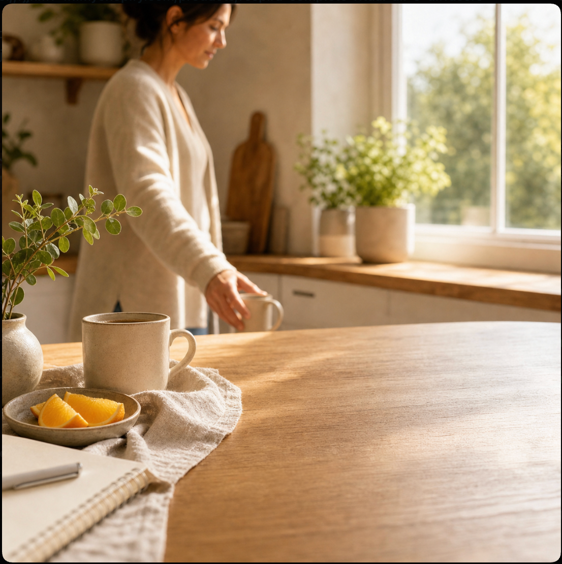 Morning coffee scene with RESPIRA Rise product proof